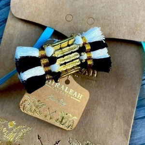 Shiraleah Chicago Keira Brush Ring Black White Gold Adjustable Boho New Fringe